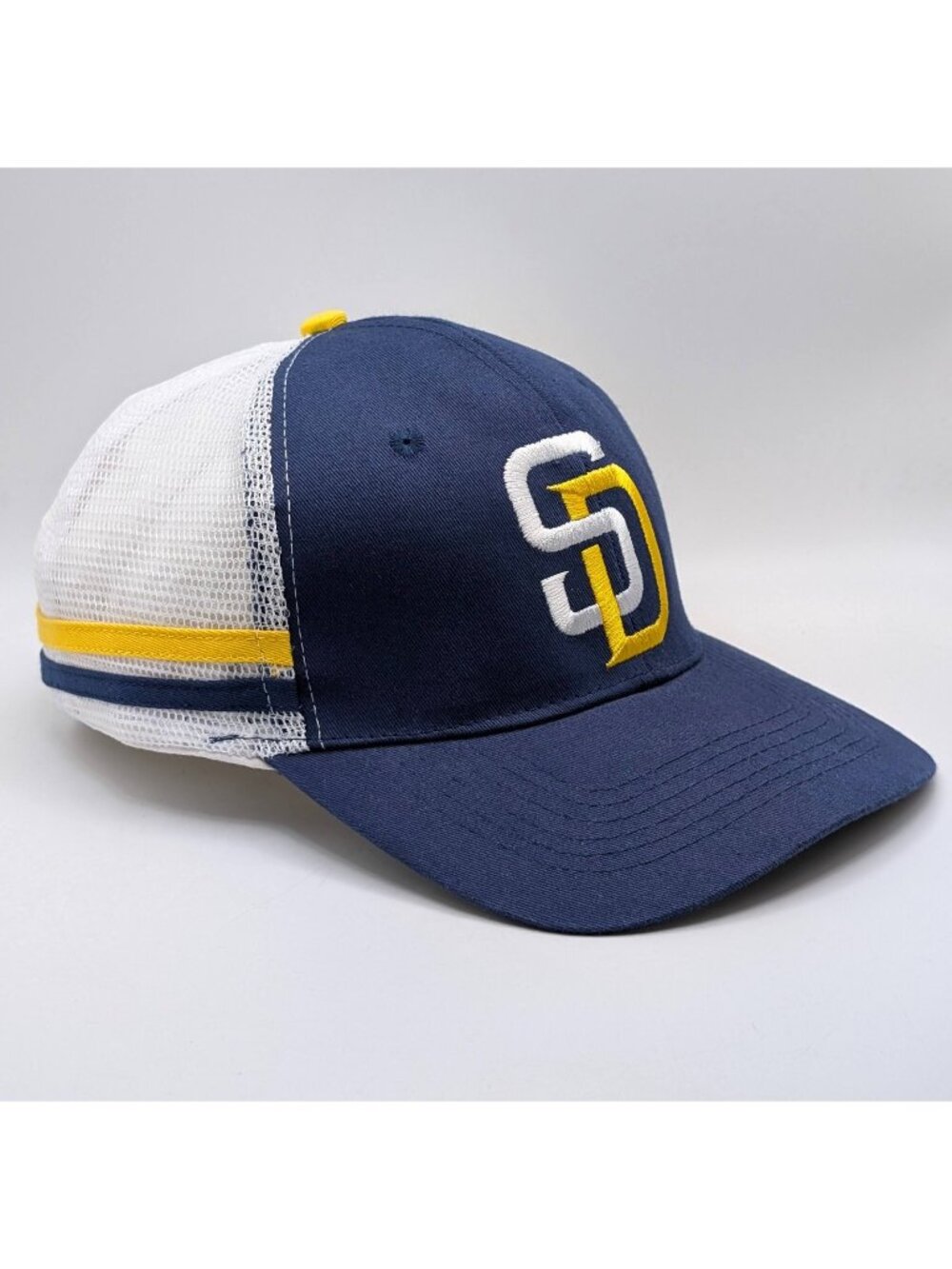 San Diego Padres SD Trucker Hat Mesh Snapback Cox Promo Cap MLB Baseball Stripes
